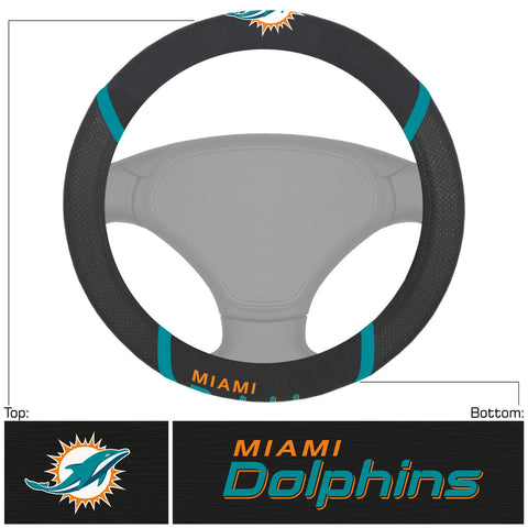 Miami Dolphins Steering Wheel Cover Mesh/Stitched-0