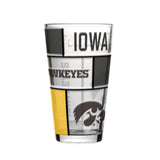 Iowa Hawkeyes Pint Glass 16oz Quilted Stained Boxed-0