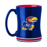 Kansas Jayhawks Coffee Mug 14oz Sculpted Relief Team Color-0