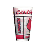Louisville Cardinals Pint Glass 16oz Quilted Stained Boxed-0