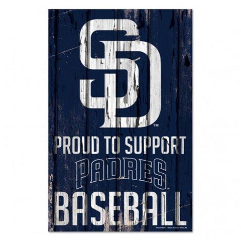 San Diego Padres Sign 11x17 Wood Proud to Support Design-0