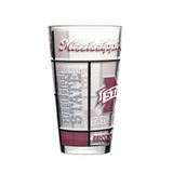 Mississippi State Bulldogs Pint Glass 16oz Quilted Stained Boxed-0