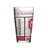 Oklahoma Sooners Pint Glass 16oz Quilted Stained Boxed-0
