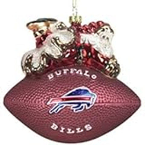 Buffalo Bills 5 1/2 Peggy Abrams Glass Football Ornament-0