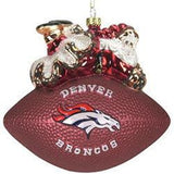 Denver Broncos Ornament 5 1/2 Inch Peggy Abrams Glass Football-0