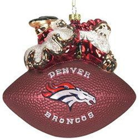 Denver Broncos Ornament 5 1/2 Inch Peggy Abrams Glass Football-0