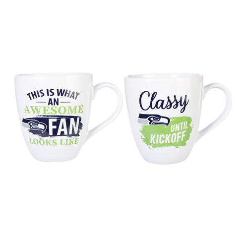 Seattle Seahawks Coffee Mug 17oz Ceramic 2 Piece Set with Gift Box-0