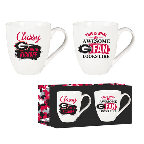 Georgia Bulldogs Coffee Mug 17oz Ceramic 2 Piece Set with Gift Box-0