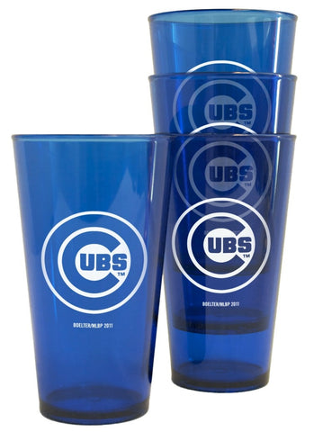 Chicago Cubs Glass Pint 16oz Plastic Clear 4 Pack-0