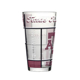 Texas A&M Aggies Pint Glass 16oz Quilted Stained Boxed-0