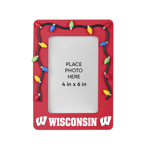 Wisconsin Badgers Picture Frame with Holiday Lights-0