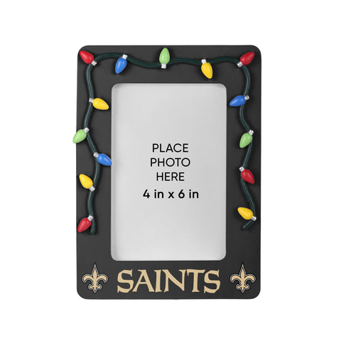 New Orleans Saints Picture Frame with Holiday Lights-0