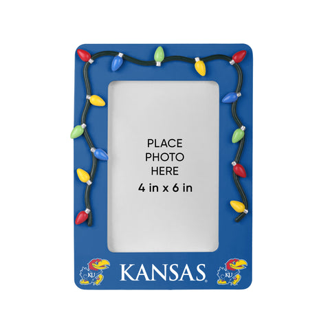 Kansas Jayhawks Picture Frame with Holiday Lights-0