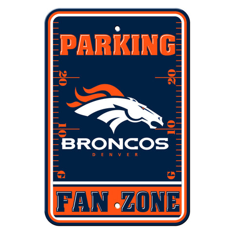 Denver Broncos Sign 12x18 Plastic Fan Zone Parking Style CO-0