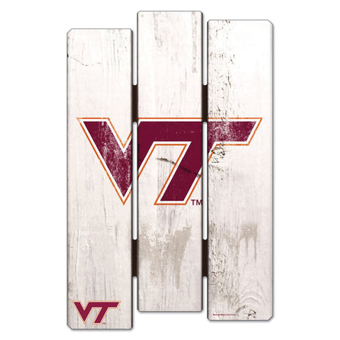 Virginia Tech Hokies Sign 11x17 Wood Fence Style White-0