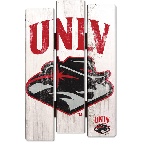 UNLV Runnin' Rebels Sign 11x17 Wood Fence Style White-0