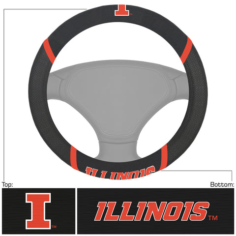 Illinois Fighting Illini Steering Wheel Cover Mesh/Stitched-0