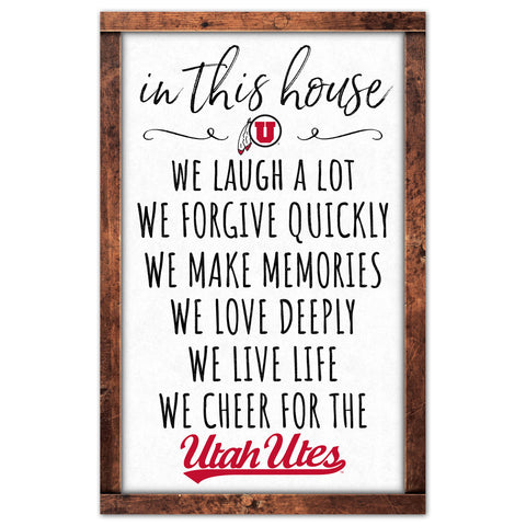 Utah Utes Sign 11x17 Wood In This House-0