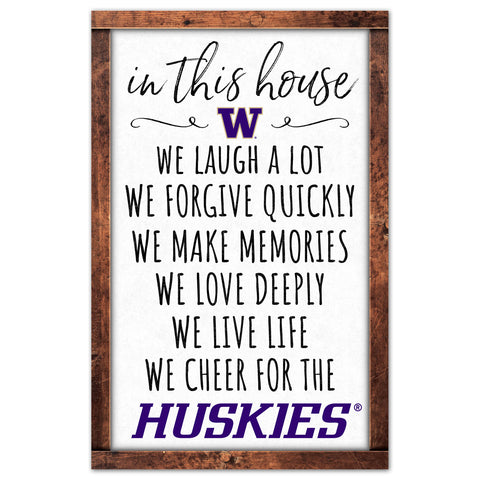 Washington Huskies Sign 11x17 Wood In This House-0