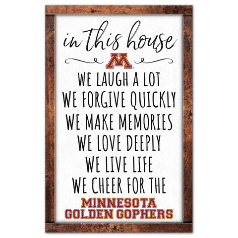 Minnesota Golden Gophers Sign 11x17 Wood In This House-0