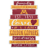 Minnesota Golden Gophers Sign 11x17 Wood Family Word-0
