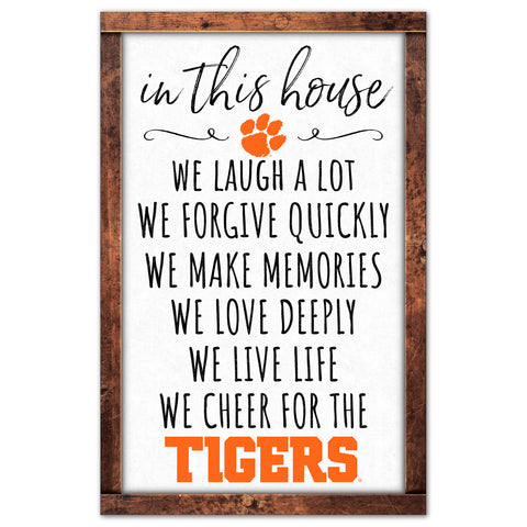 Clemson Tigers Sign 11x17 Wood In This House-0