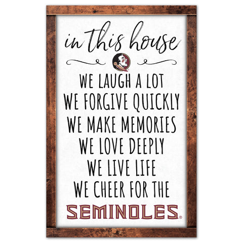 Florida State Seminoles Sign 11x17 Wood In This House-0