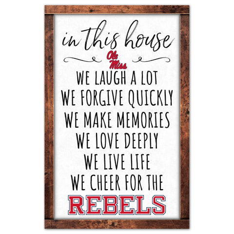 Mississippi Rebels Sign 11x17 Wood In This House-0