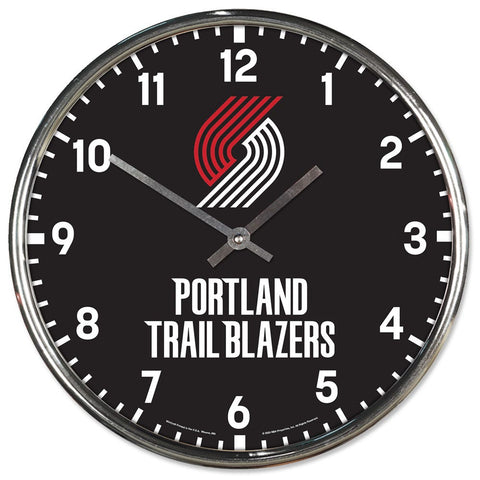 Portland Trailblazers Clock Round Wall Style Chrome Periodic Restock-0