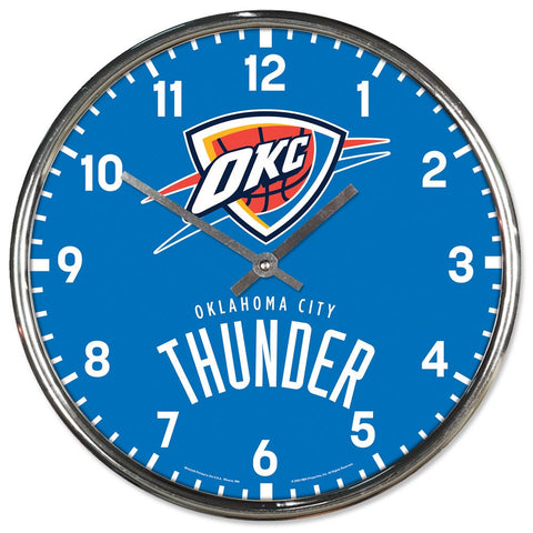 Oklahoma City Thunder Clock Round Wall Style Chrome Periodic Restock-0