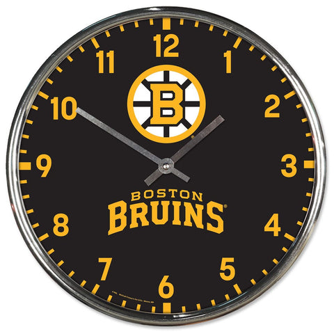 Boston Bruins Round Chrome Wall Clock Periodic Restock-0