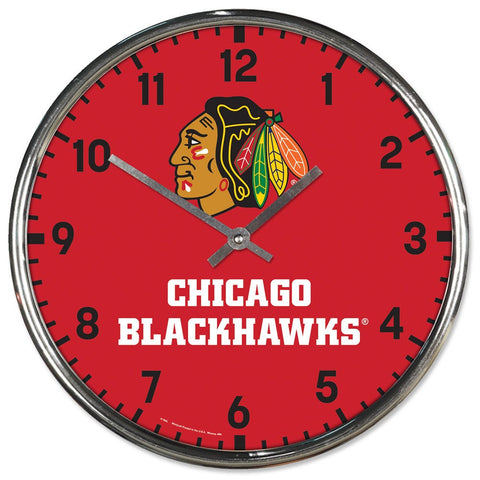 Chicago Blackhawks Round Chrome Wall Clock Periodic Restock-0
