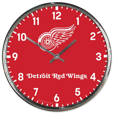 Detroit Red Wings Round Chrome Wall Clock Periodic Restock-0