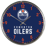 Edmonton Oilers Clock Round Wall Style Chrome-0