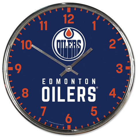 Edmonton Oilers Clock Round Wall Style Chrome-0