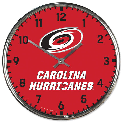 Carolina Hurricanes Clock Round Wall Style Chrome-0