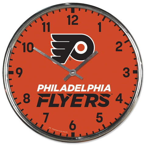 Philadelphia Flyers Clock Round Wall Style Chrome Periodic Restock-0