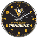 Pittsburgh Penguins Round Chrome Wall Clock-0