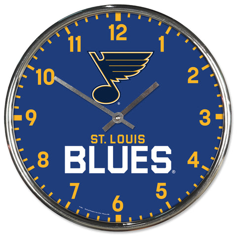 St. Louis Blues Clock Round Wall Style Chrome-0