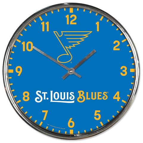 St. Louis Blues Clock Round Wall Style Chrome Periodic Restock-0