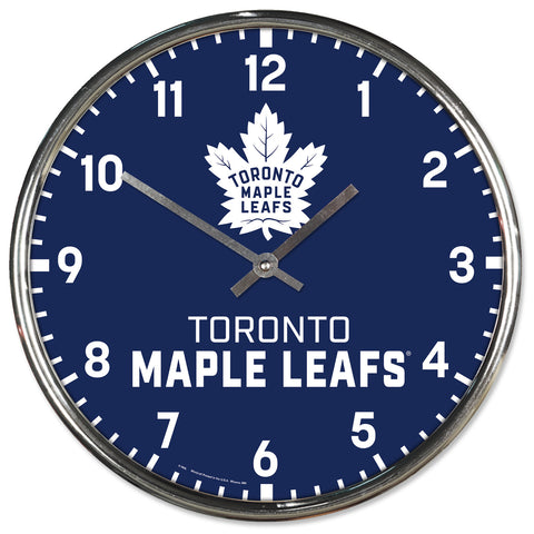 Toronto Maple Leafs Clock Round Wall Style Chrome-0