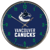 Vancouver Canucks Clock Round Wall Style Chrome-0