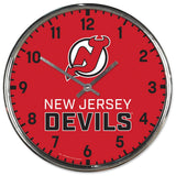 New Jersey Devils Clock Round Wall Style Chrome Periodic Restock-0