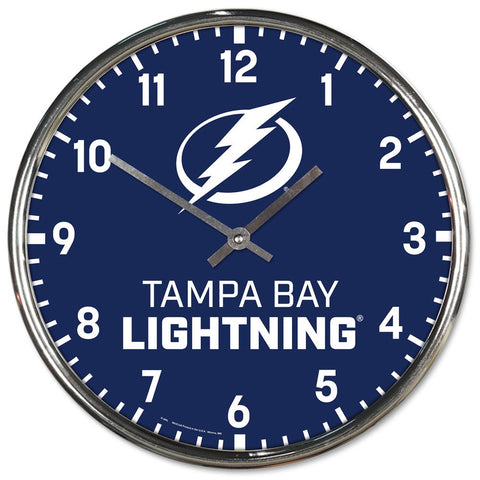 Tampa Bay Lightning Clock Round Wall Style Chrome Periodic Restock-0