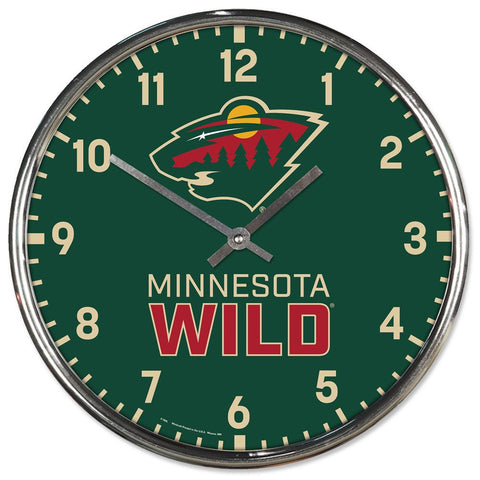 Minnesota Wild Clock Round Wall Style Chrome Periodic Restock-0