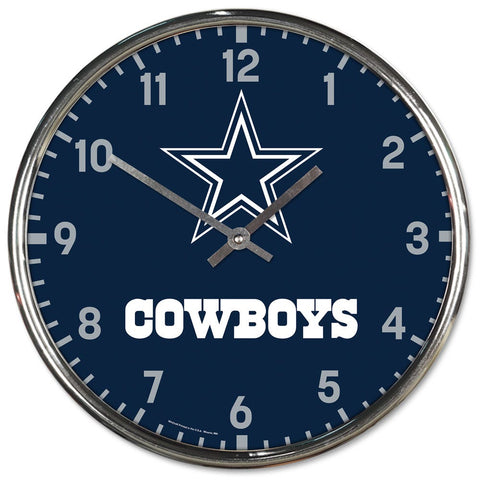 Dallas Cowboys Round Chrome Wall Clock Periodic Restock-0