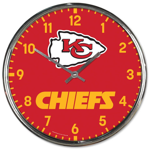 Kansas City Chiefs Round Chrome Wall Clock Periodic Restock-0