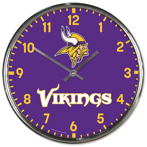 Minnesota Vikings Round Chrome Wall Clock Periodic Restock-0