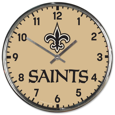 New Orleans Saints Round Chrome Wall Clock Periodic Restock-0