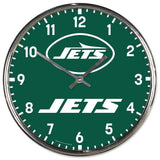 New York Jets Clock Round Wall Style Chrome Periodic Restock-0